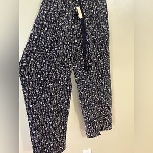 Vintage Max Studio Y2K Rayon Wide Leg Floral Print Women's Pants Navy M USA Made